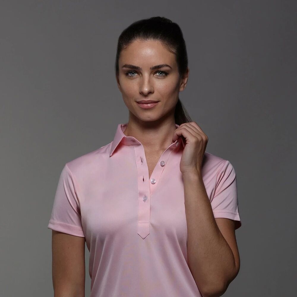 Collars & Co Polo Shirt Womens M Pink Semi-Spread Dress Collar Golf Office NWT
